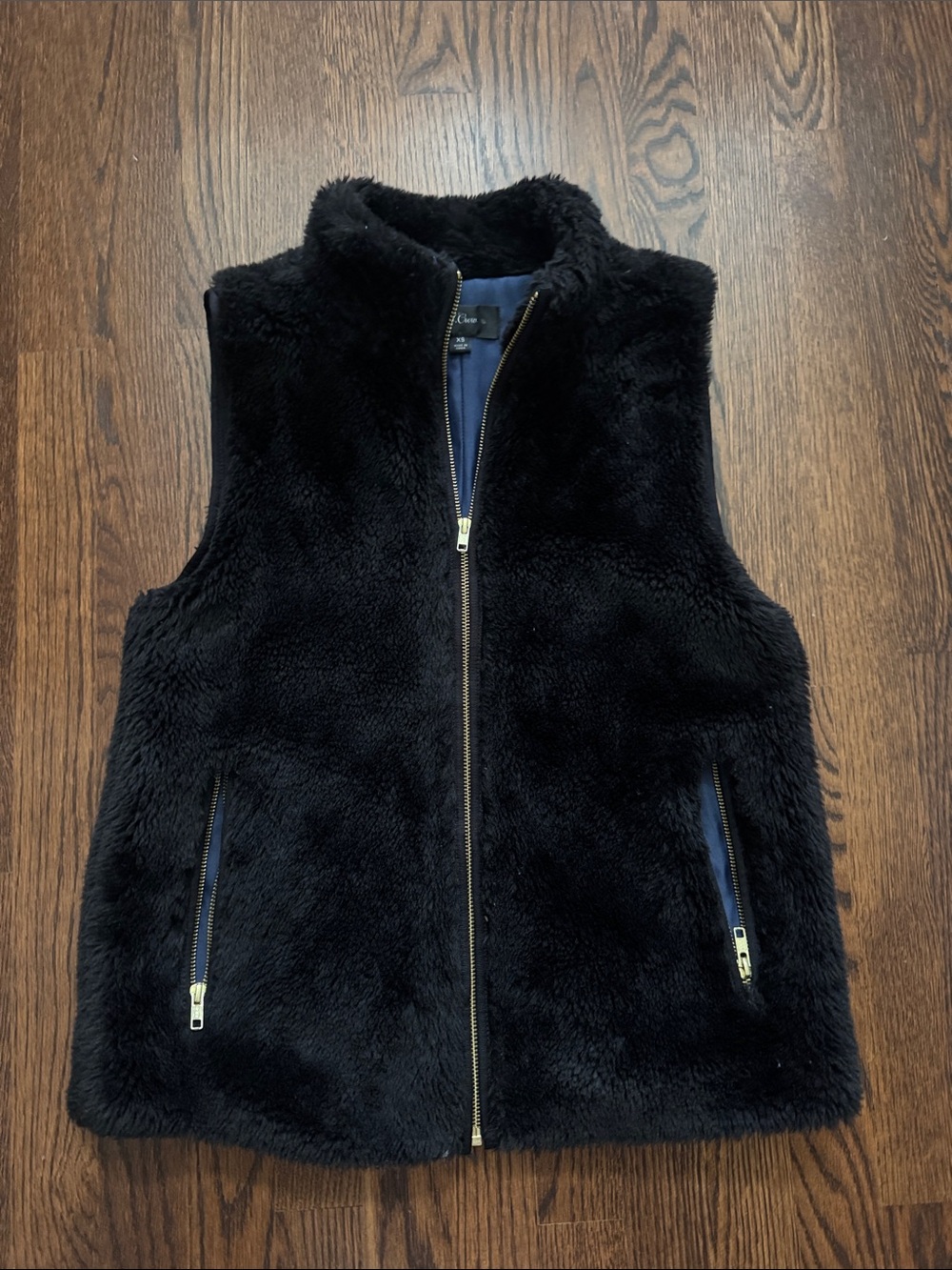 🚨🚨 JCREW Faux Fur Black Vest with Zip Front